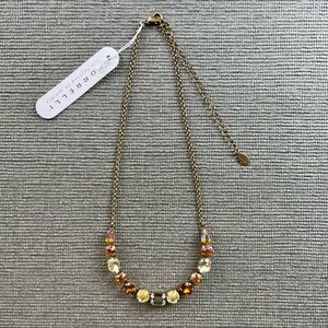 🆕 Sorrelli Tansy Half Line Tennis Necklace Antique Gold Tone & Citrine Crystal